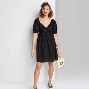 Tie Front Poplin Dress